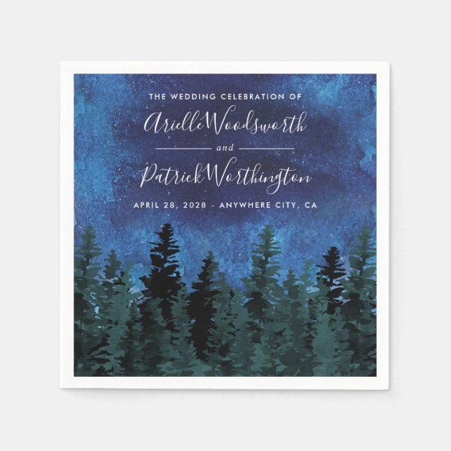 Guardanapo De Papel Pine Trees Watercolor Casamento Russo Napkins (Frente)