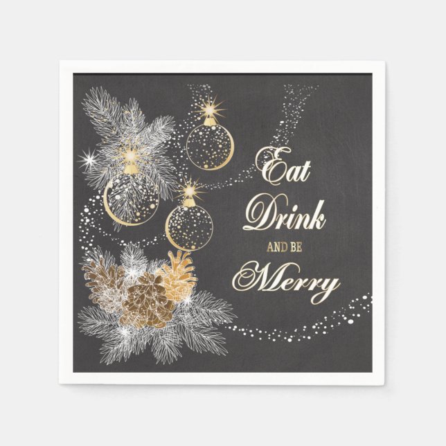 Guardanapo De Papel Pinecone Ornament Chalkboard Natal (Frente)