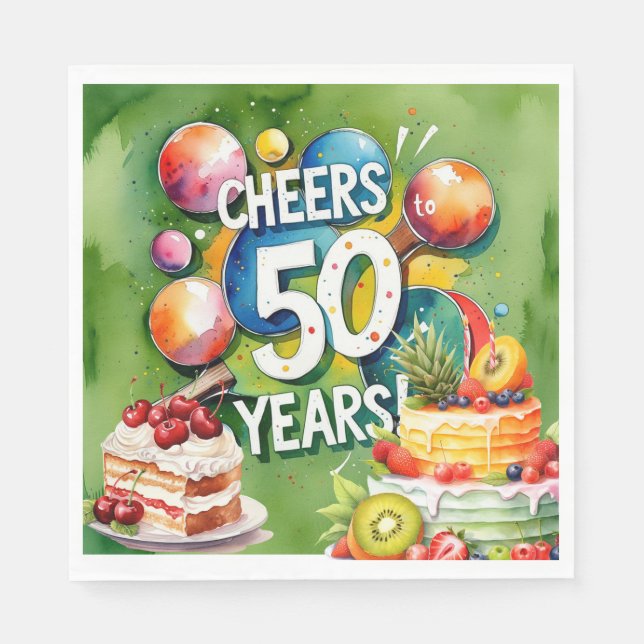 Guardanapo De Papel Ping Pong 50º aniversário, (Frente)