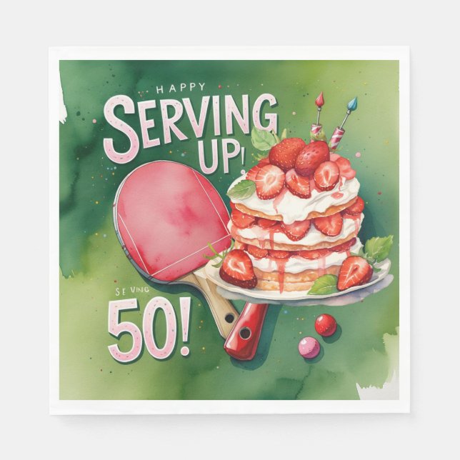 Guardanapo De Papel Ping Pong 50º aniversário, (Frente)