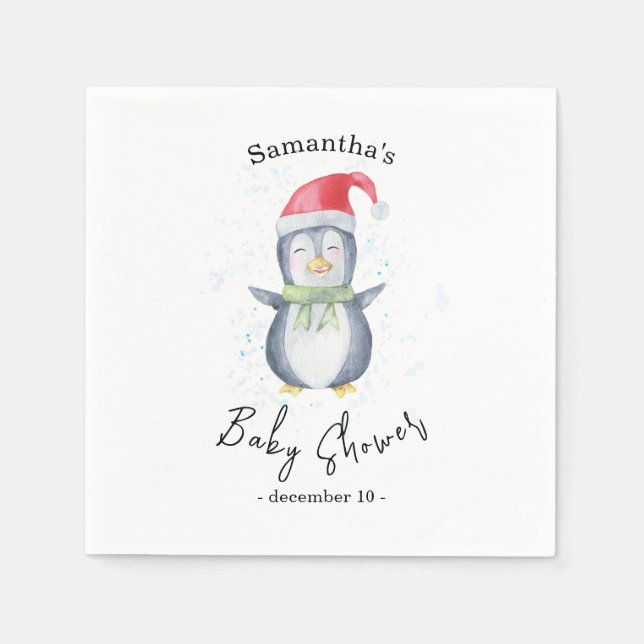 Guardanapo De Papel Pinguim Ártico - chá de bebê (Frente)