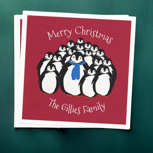 Guardanapo De Papel Pinguim Bonito Personalizado de Natal Napkins (Criador carregado)