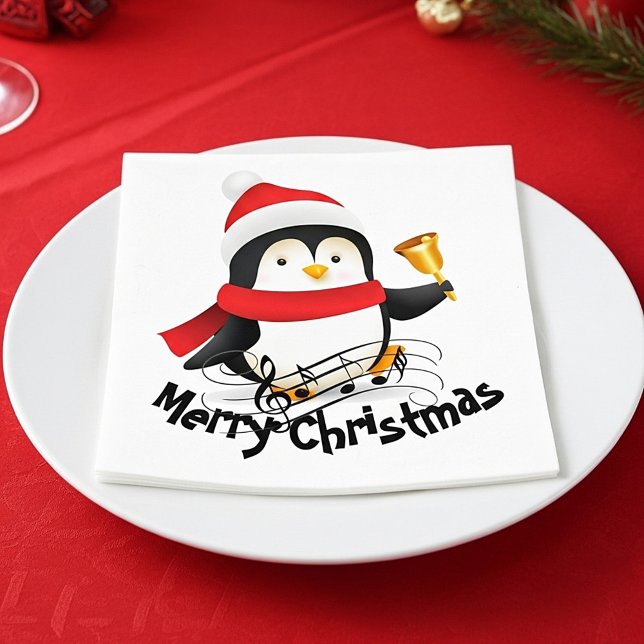 Guardanapo De Papel Pinguim de Natal feliz  (Criador carregado)