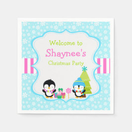Guardanapo De Papel Pinguins Cachorros de inverno de Natal