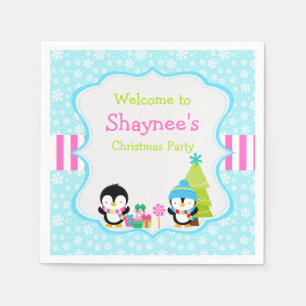 Guardanapo De Papel Pinguins Cachorros de inverno de Natal