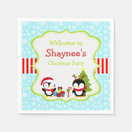 Guardanapo De Papel Pinguins Cachorros de inverno de Natal
