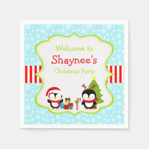 Guardanapo De Papel Pinguins Cachorros de inverno de Natal