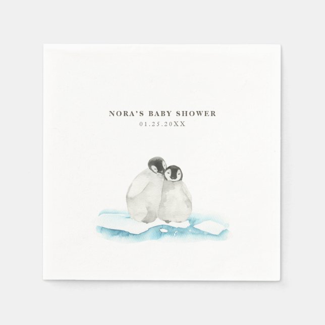 Guardanapo De Papel Pinguins Cujos Pinguins de inverno Ártico (Frente)