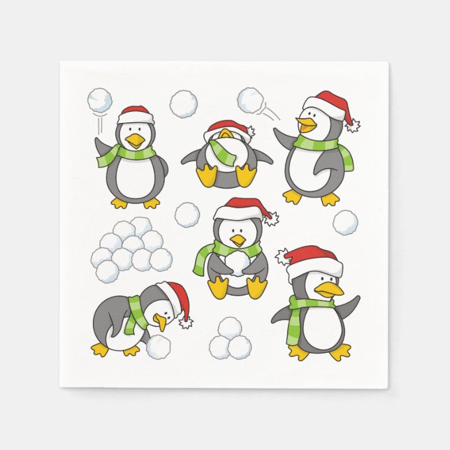 Guardanapo De Papel Pinguins de Natal (Frente)