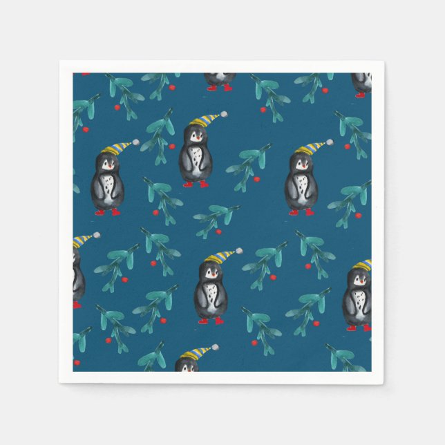Guardanapo De Papel Pinguins de Natal (Frente)