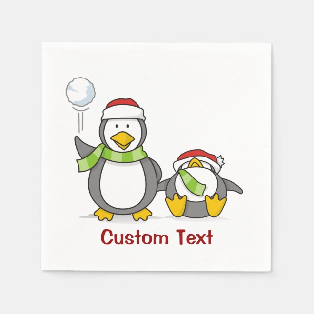 Guardanapo De Papel Pinguins de neve de Natal (Frente)