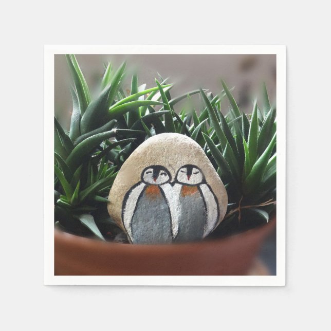 Guardanapo De Papel Pinguins Desenhando Papel Padrão De Cocktail Napki (Frente)