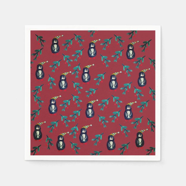 Guardanapo De Papel Pinguins Natal (Frente)