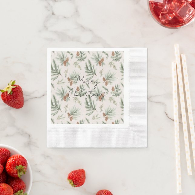 Guardanapo De Papel Pinhas de Natal Marrom Creme Verde (Insitu)