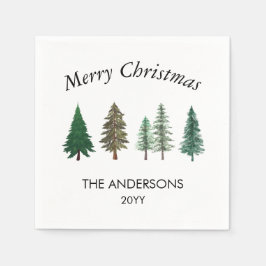 Guardanapo De Papel Pinheiros Elegantes da Floresta Inverna Natal