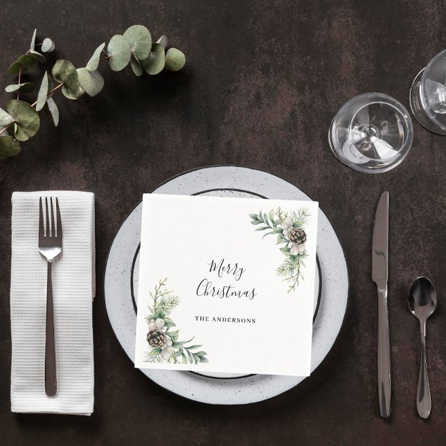 Guardanapo De Papel Pinho de Natal verde branco (Criador carregado)