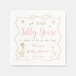 Guardanapo De Papel Pink A Little Silly Goose Baby Shower 