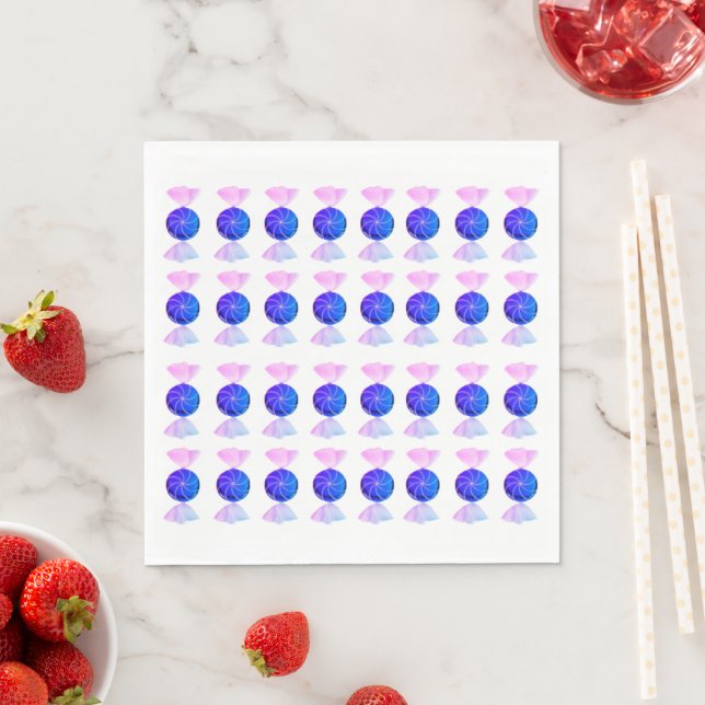 Guardanapo De Papel Pink  And Blue Candy Napkins (Insitu)