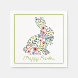 Guardanapo De Papel Pink and Blue Wildflower Easter Rabbit