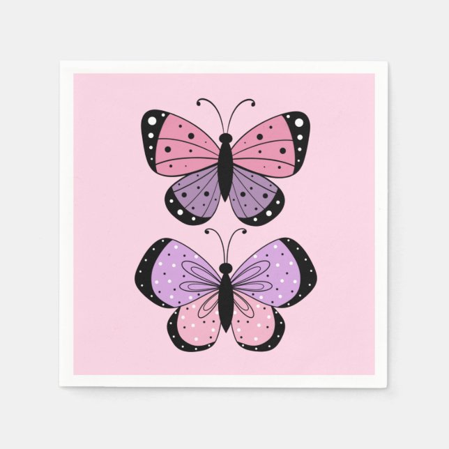 Guardanapo De Papel Pink and Purple Butterfly  (Frente)