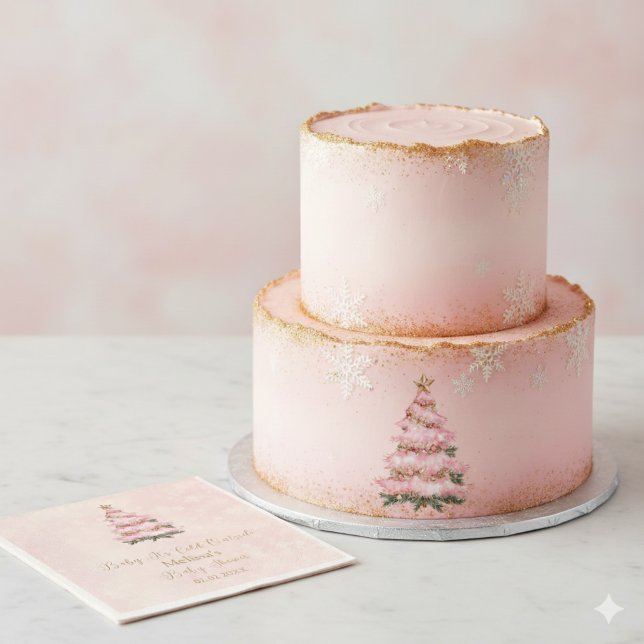Guardanapo De Papel Pink Baby Its Cold Outside Baby Shower (Criador carregado)