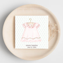 Pink Baby Vress Baptisse Paper Napkin