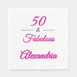 Guardanapo De Papel Pink Black 50 & Fabulous 50th  Birthday 