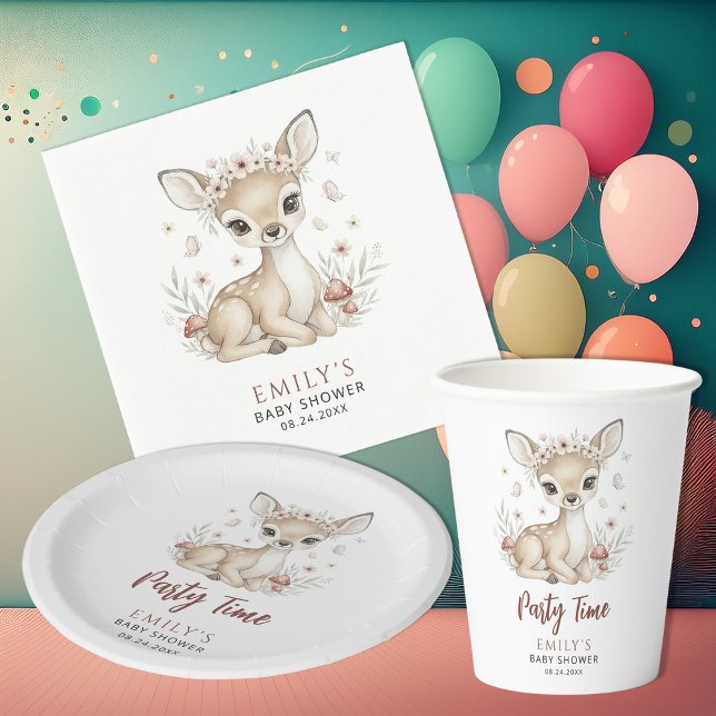 Guardanapo De Papel Pink Blush Woodland Deer Girl Baby Shower (Criador carregado)