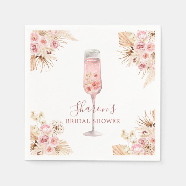 Guardanapo de papel Pink Boho Rose Soiree Bridal S (Frente)