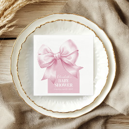 Guardanapo De Papel Pink Bow Baby Girl Elegant Baby Shower