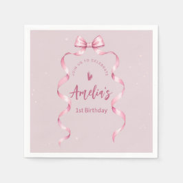 Guardanapo De Papel Pink Bow Coquette Birthday