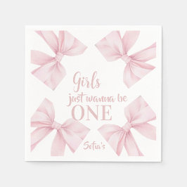 Guardanapo De Papel Pink Bow Coquette Girl 1st Birthday 