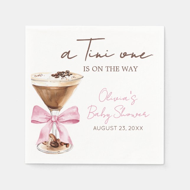 Guardanapo De Papel Pink Bow Espresso Martini Chá de Bebê (Frente)