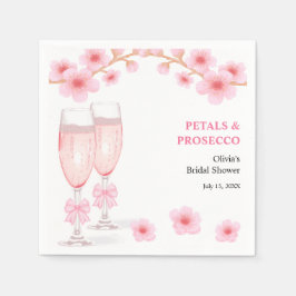 Guardanapo De Papel Pink Bow Floral Petals and Prosecco Bridal Shower 