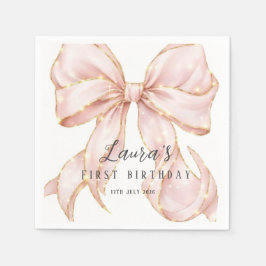 Guardanapo De Papel Pink Bow Girl First Birthday Party 