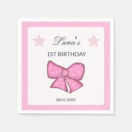 Guardanapo De Papel Pink Bow Girl Kids 1st Birthday