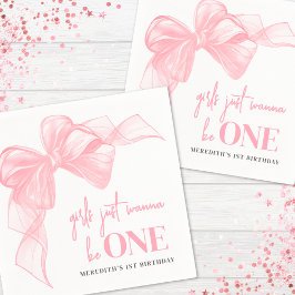 Guardanapo De Papel Pink Bow Girls 1st Birthday