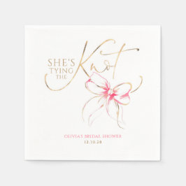 Guardanapo De Papel Pink Bow She's Tying the Knot Bridal Shower