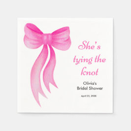 Guardanapo De Papel Pink Bow She's Tying the Knot Bridal Shower 
