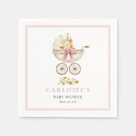 Guardanapo De Papel Pink Carriage Welcome Baby Shower Napkin