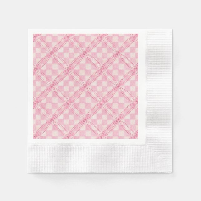 Guardanapo De Papel PINK CHECK QUILT Codins Papel de Cocktail (Frente)