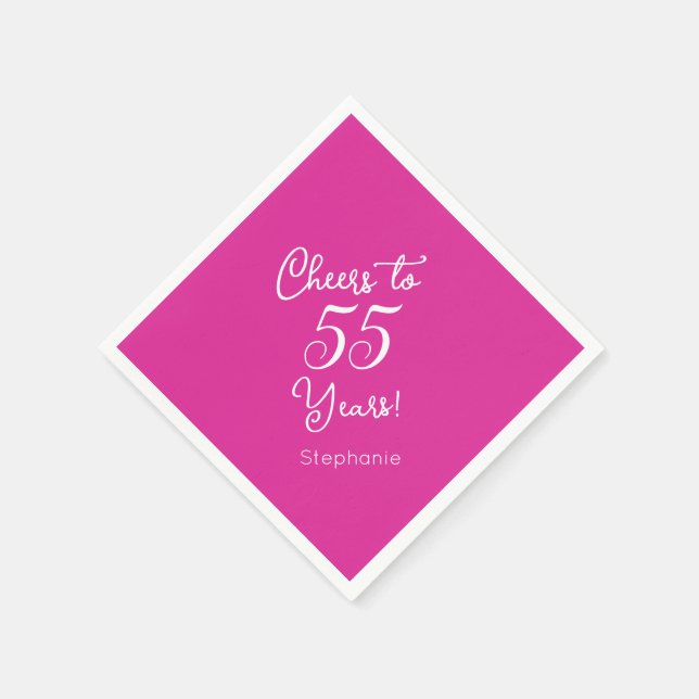Guardanapo De Papel Pink Cheers to 55 Anos 55 Aniversário (Canto)
