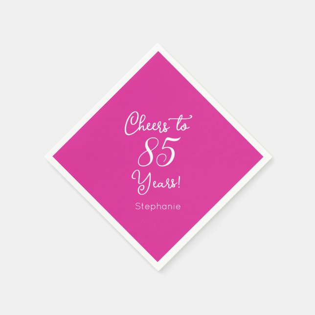 Guardanapo De Papel Pink Cheers to 85 Anos 85º Aniversário (Canto)