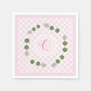 Guardanapo De Papel Pink Chinoiserie Ginger Jar Jars Topiary Basket Pa