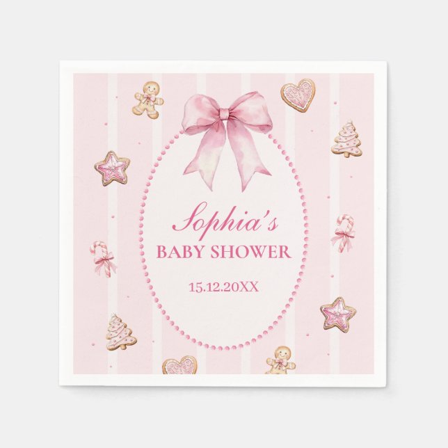 Guardanapo De Papel Pink Christmas Cookie Baby Shower (Frente)