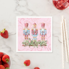 Guardanapo De Papel Pink Christmas Nutcracker Trio Paper Napkin