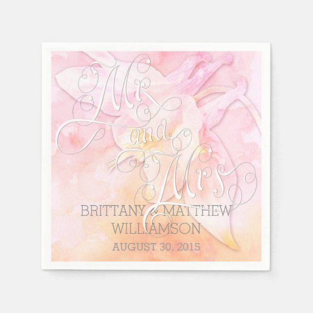 GUARDANAPO DE PAPEL PINK COLUMBINE FLOWER WATERCOLOR SPLASH (Frente)
