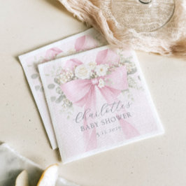 Guardanapo De Papel Pink Coquette Bow Floral Baby in bloom baby Shower