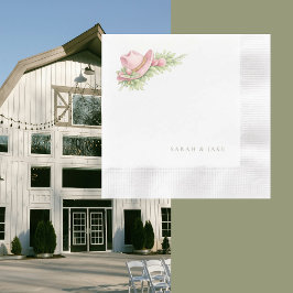 Guardanapo De Papel Pink Cowboy Hat Rustic Wedding Cocktail