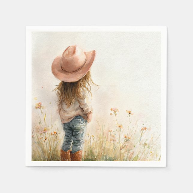 Guardanapo De Papel Pink Cowgirl Birthday | Farm Theme 1st  (Frente)